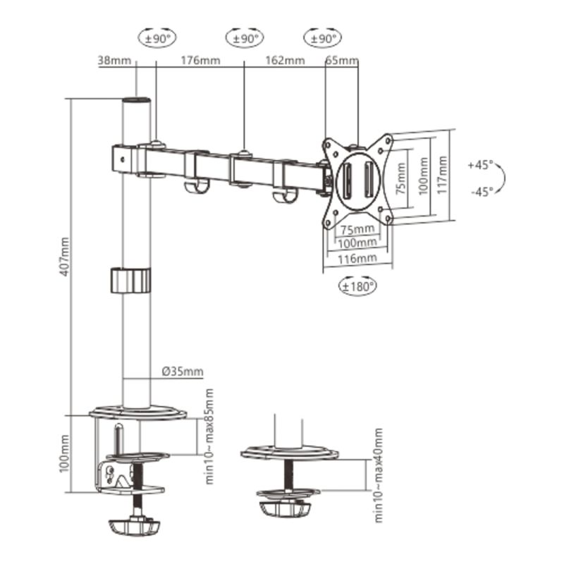 ELEXIA SUPPORT MONITEUR + PLATEAU PC LDT66